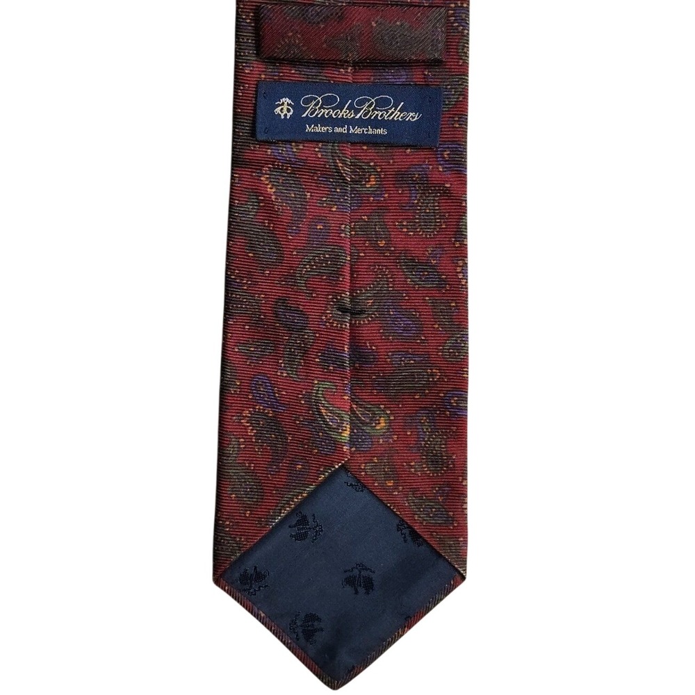 Brooks Brothers Makers Neck Tie Mens Burgundy Paisley Silk Luxury Made in USA